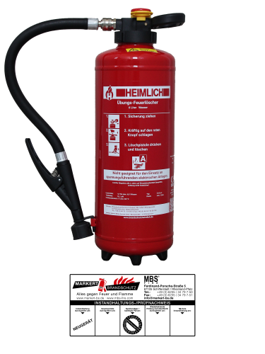 Heimlich 6L Wasser Übungsfeuerlöscher, wiederbefüllbar Übungslöscher Schlagknopfarmatur, Modell Ü 6 Sc-4